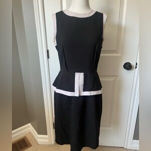Calvin Klein Cream and Black Peplum Dress